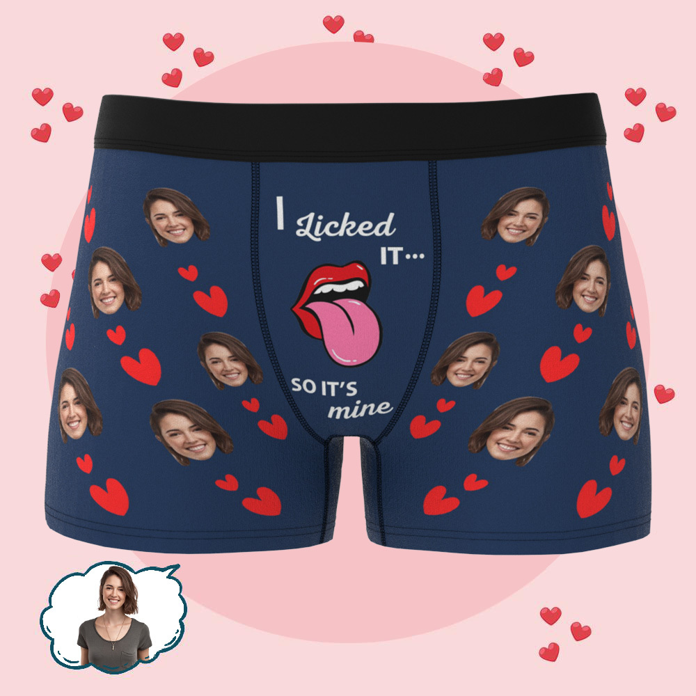 Custom Boxer Briefs with Face Underwear with Photo for Men Personalized I Licked It Boxer Valentines Day Gifts for Boyfriend Husband -  mycustomtirecover