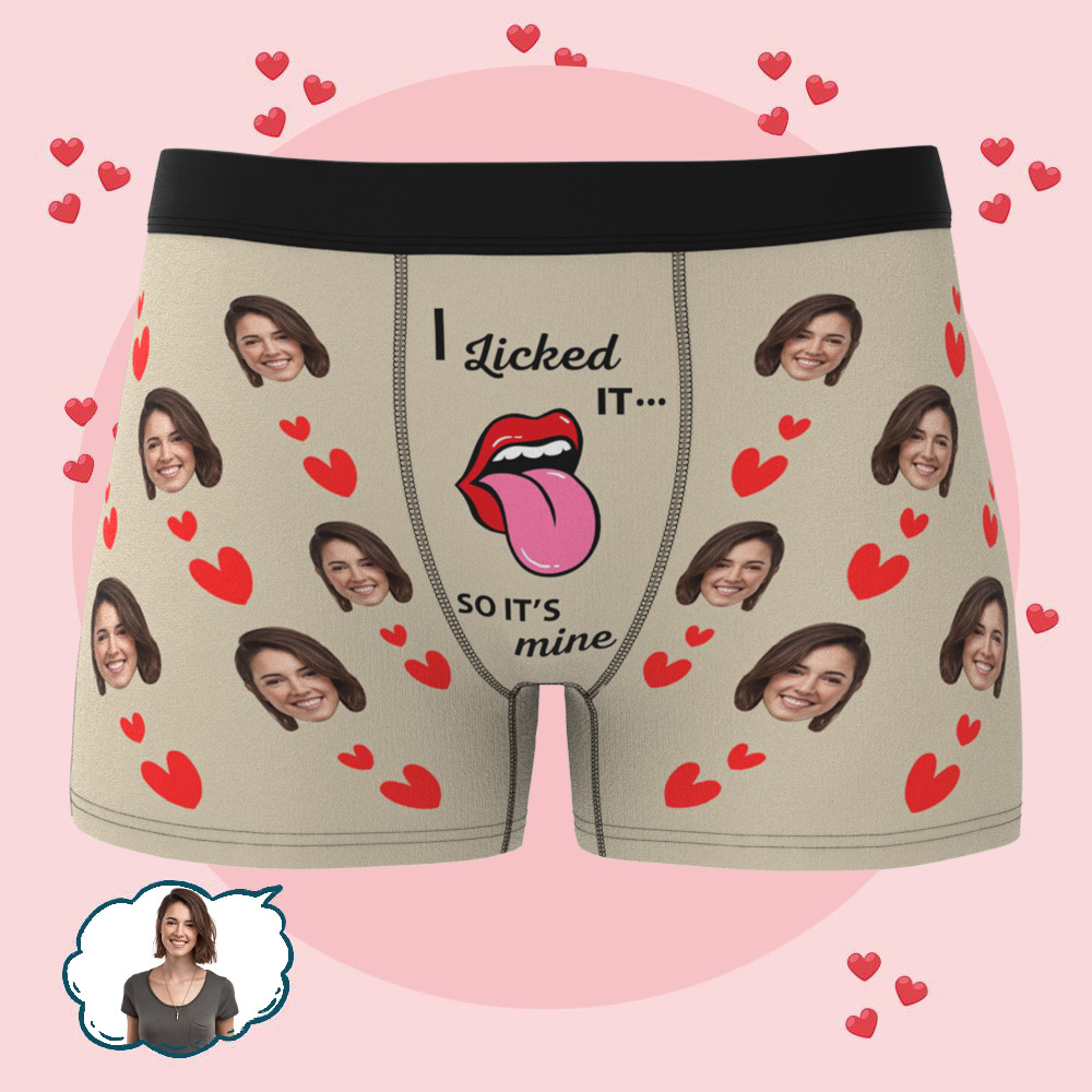 Custom Boxer Briefs with Face Underwear with Photo for Men Personalized I Licked It Boxer Valentines Day Gifts for Boyfriend Husband -  mycustomtirecover