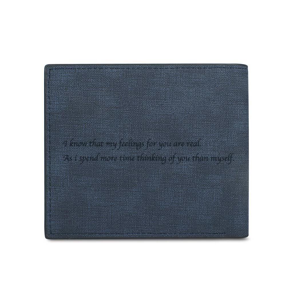Custom Blue Leather Color Family Photo Wallet Personalized Engraved Leather Mens Wallet Best Gift for Father
