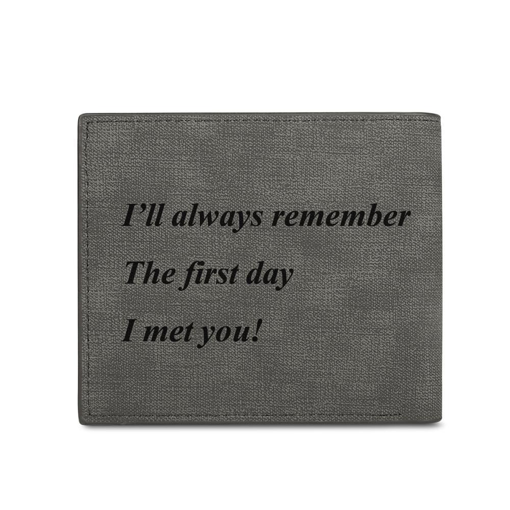 Fathers Gift for Him Leather Mens Wallet Personalized Engraved Custom Photo