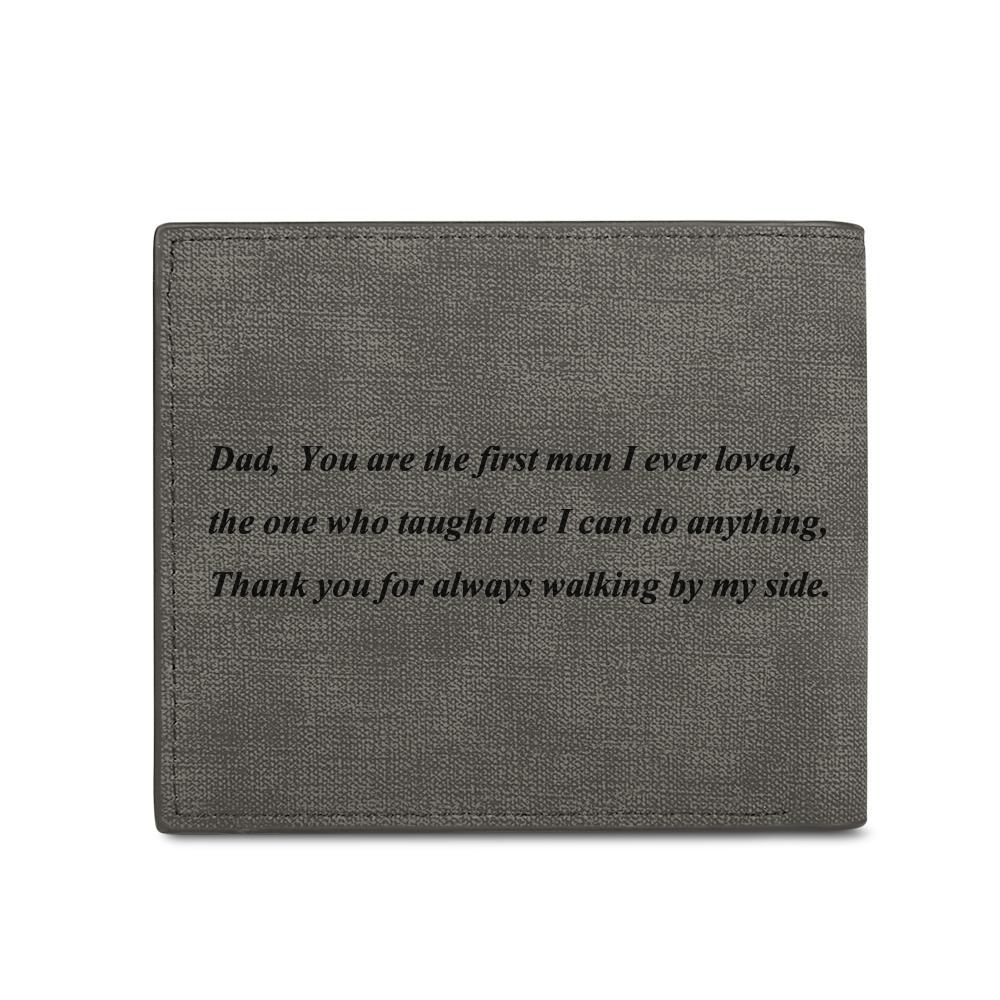 Personalized Engraved Leather Mens Wallet Custom Bifold Short Color Photo Wallet Anniversary Gift For Him