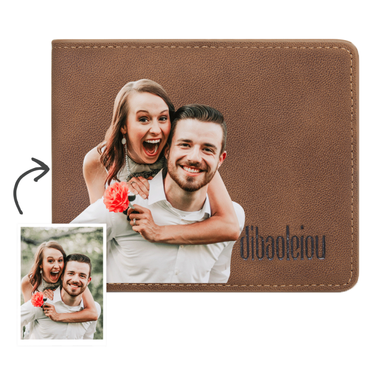 Mens Wallet Custom Color Family Photo Wallet Personalized Engraved Text Gift for Him