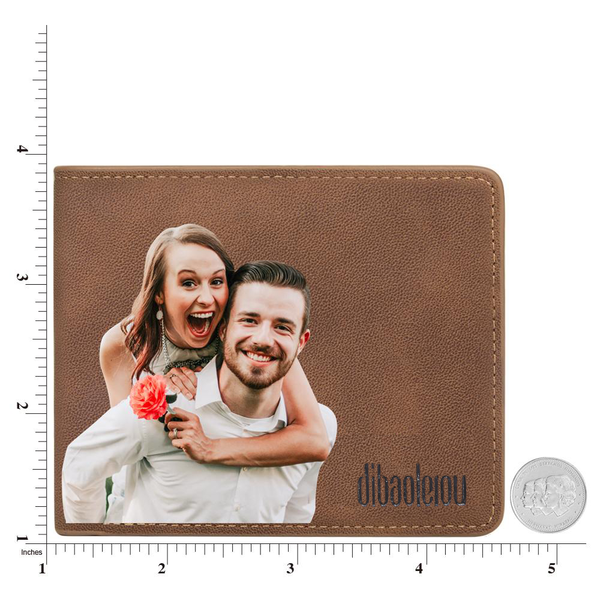 Mens Wallet Custom Color Family Photo Wallet Personalized Engraved Text Gift for Him