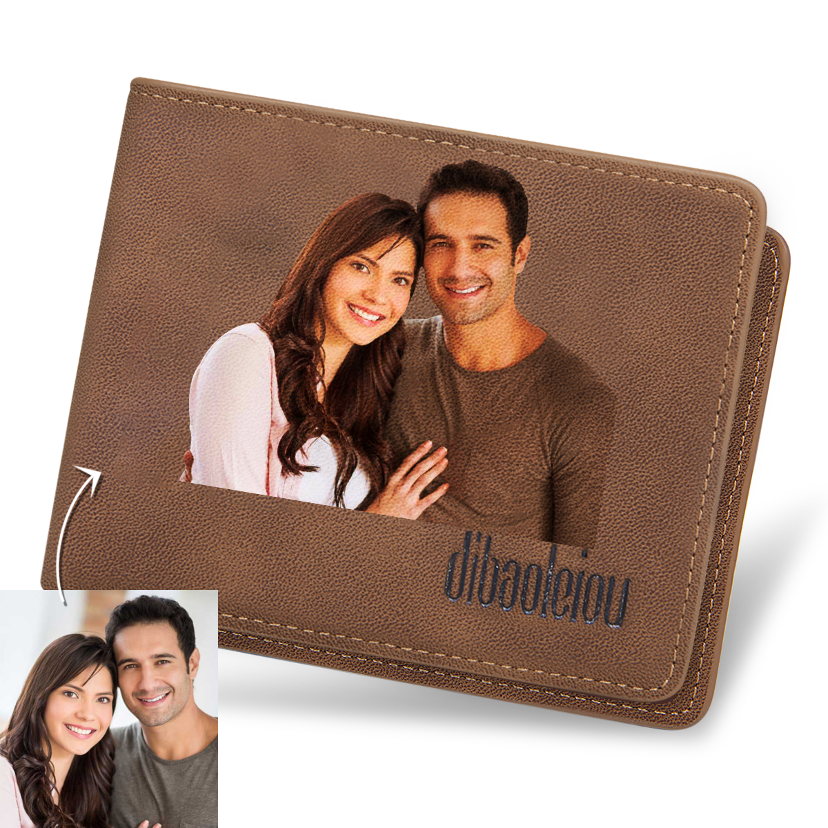 Mens Wallet Custom Color Family Photo Wallet Personalized Engraved Text Gift for Him