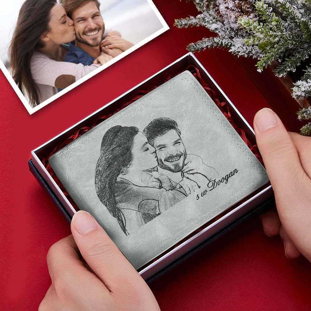 Christmas Gifts - Custom Light Grey Short Photo Wallet