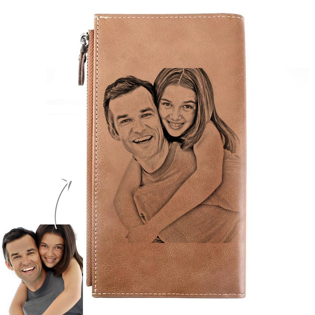 Custom Long Style Bifold Photo Wallet Personalized Leather Photo Wallet Gift For Him