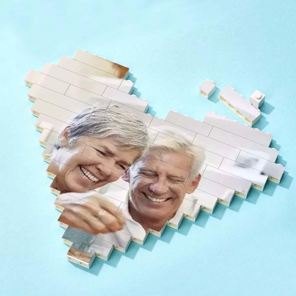 Custom Building Brick Puzzle Personalized Heart Shaped Engraving Photo Block Gift For Anniversary - soufeelus