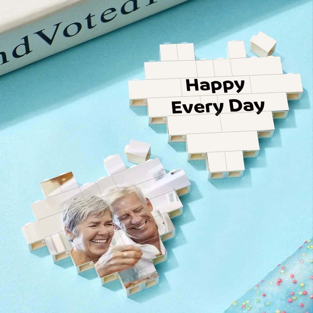 Custom Building Brick Puzzle Personalized Heart Shaped Engraving Photo Block Gift For Anniversary - soufeelus
