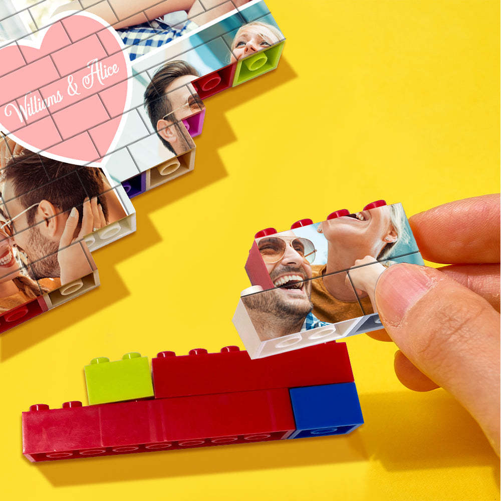 Personalised Colors Building Brick Puzzles Custom Collage Photo Block Gifts for Lovers - makephotopuzzleuk