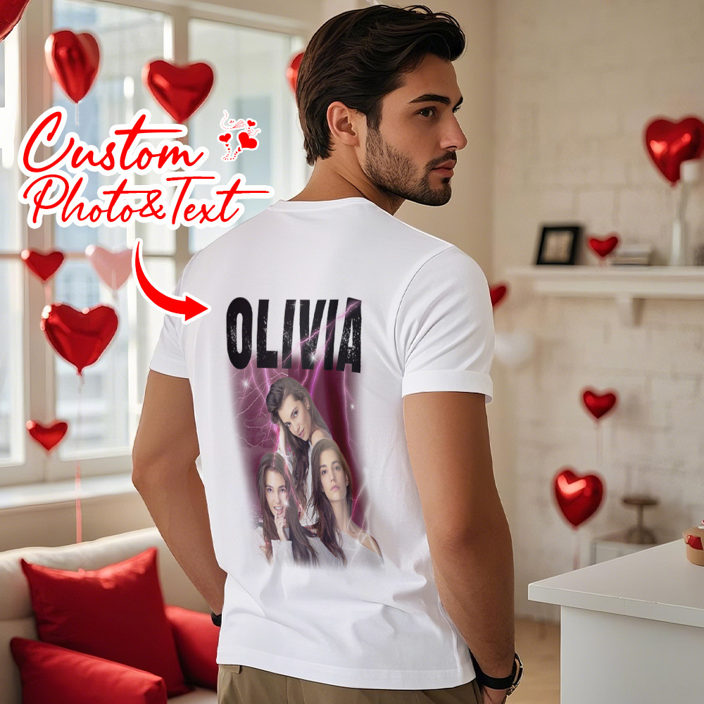 Custom Vintage Girlfriend Photo Tee for Him Unique Valentine's Day Gif