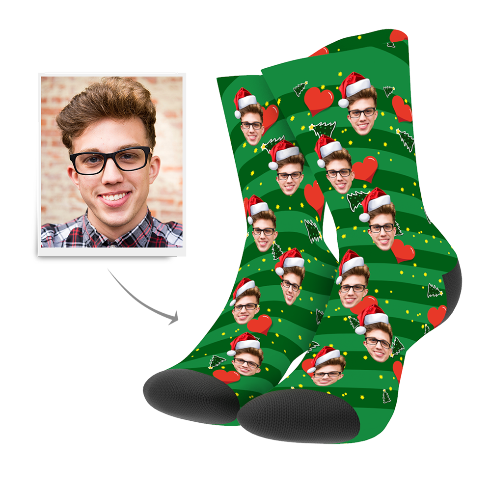 Christmas Custom Heart Photo Socks - mycustomtirecover