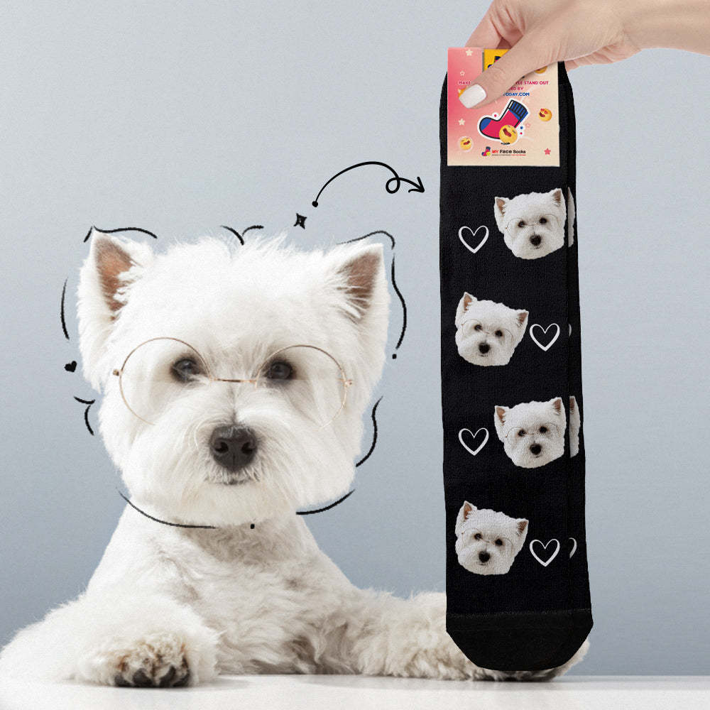 Custom Face Socks Add Pictures Cute Dog Photos Sock Gift for Pet Lover Christmas Gifts - mycustomtirecover