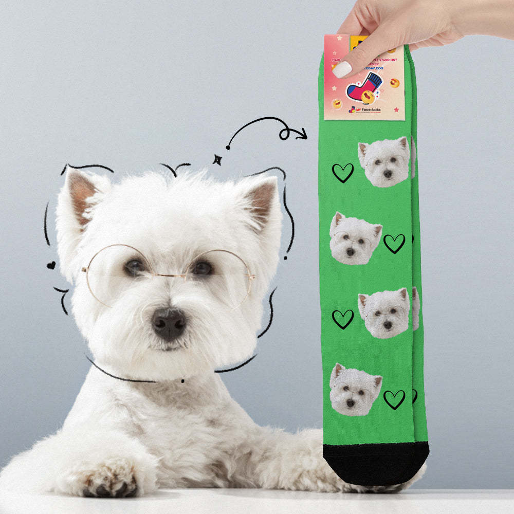 Custom Face Socks Add Pictures Cute Dog Photos Sock Gift for Pet Lover Christmas Gifts - mycustomtirecover