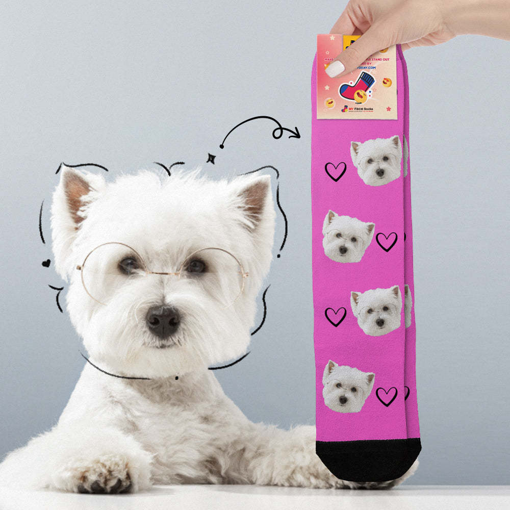 Custom Face Socks Add Pictures Cute Dog Photos Sock Gift for Pet Lover Christmas Gifts - mycustomtirecover