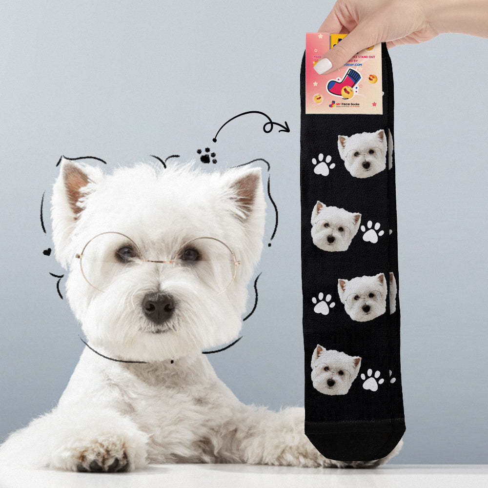 Custom Face Socks Add Pictures Cute Dog Photos Sock Gift for Pet Lover Christmas Gifts - mycustomtirecover
