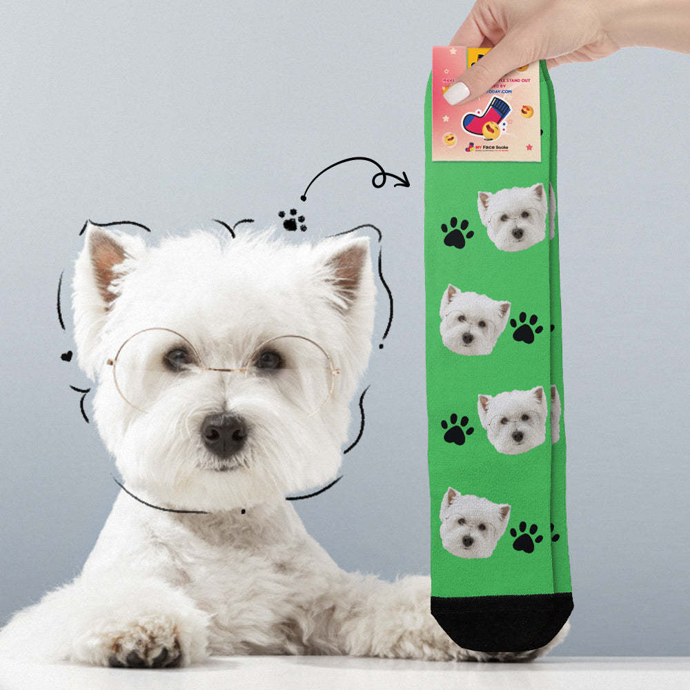 Custom Face Socks Add Pictures Cute Dog Photos Sock Gift for Pet Lover Christmas Gifts - mycustomtirecover