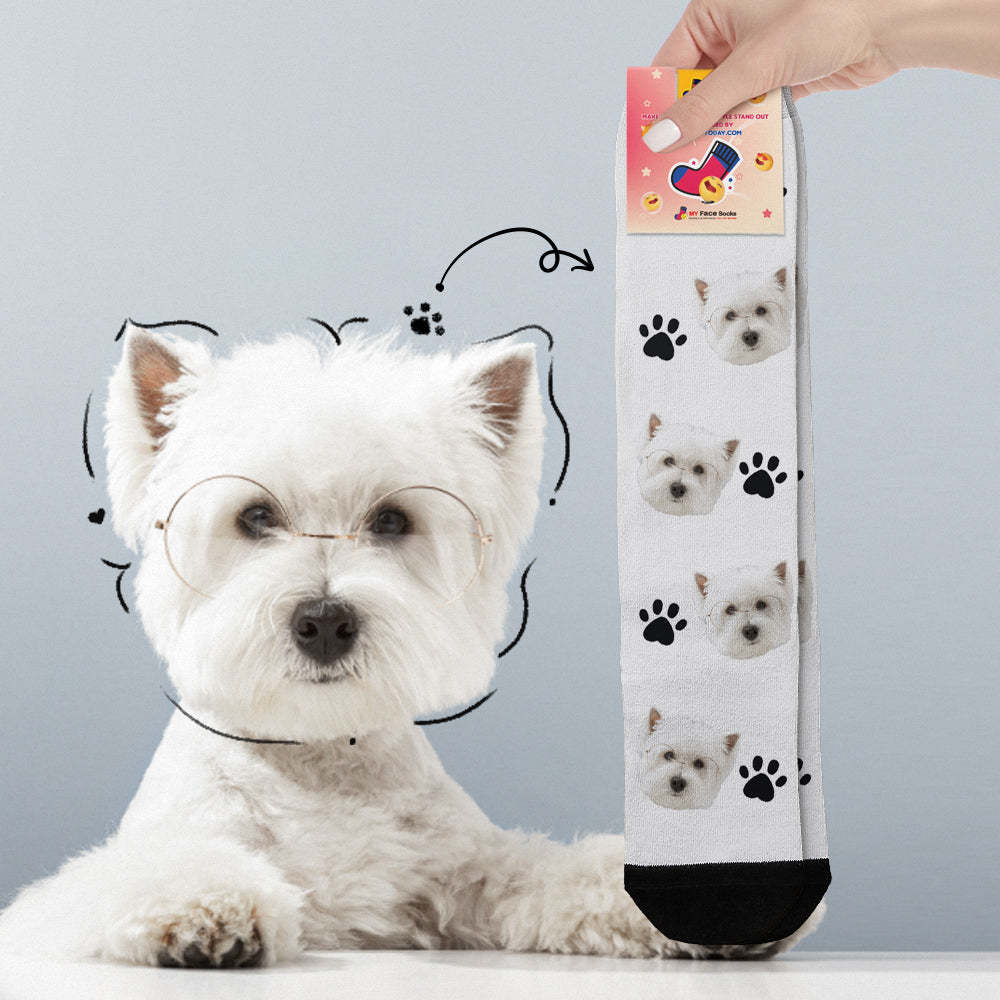 Custom Face Socks Add Pictures Cute Dog Photos Sock Gift for Pet Lover Christmas Gifts - mycustomtirecover