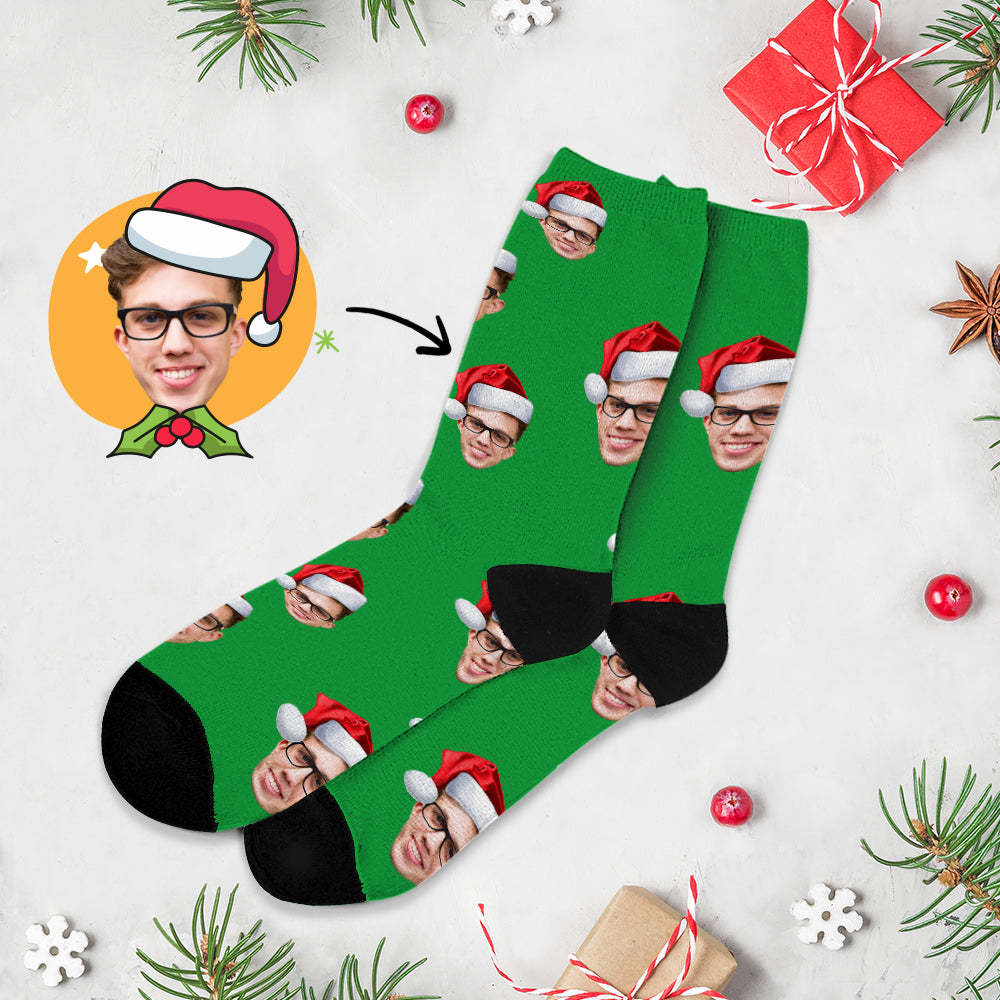 Christmas Socks,Custom Full Face Photo Socks Personalized Funny Custom Design Best Gift Idea for Xmas Multicolor - mycustomtirecover