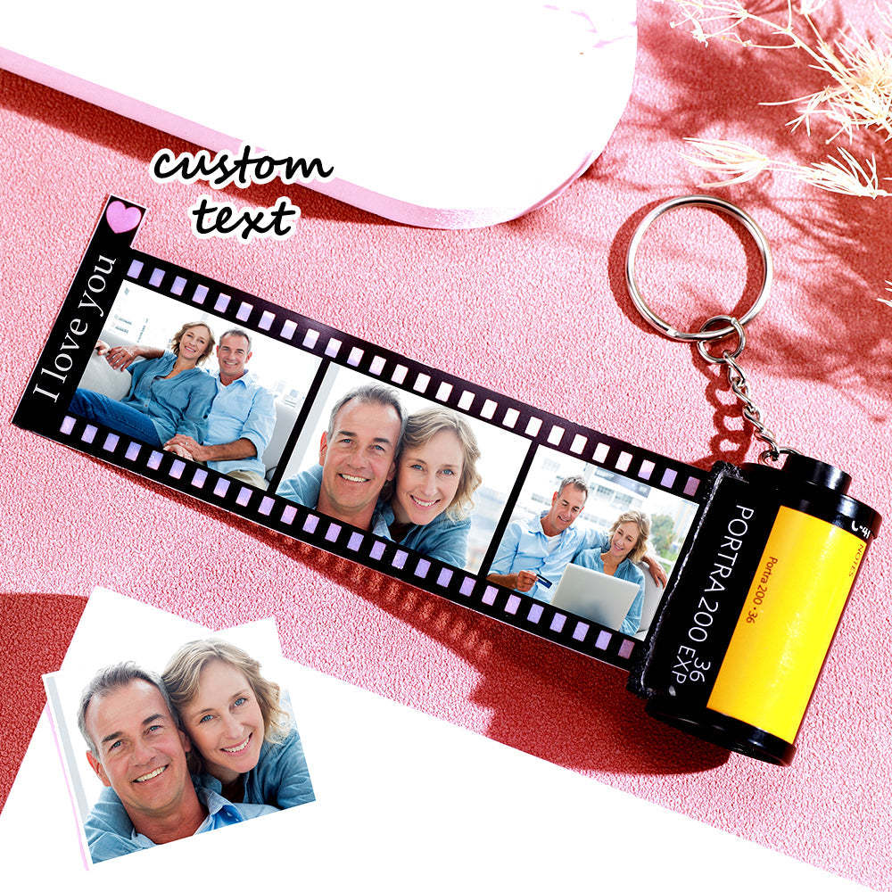 Gift For Dad Custom Text For The Film Roll Keychain Personalized Picture Camera Roll Keychain with Reel Album Father's Day Gift - mycustomtirecover