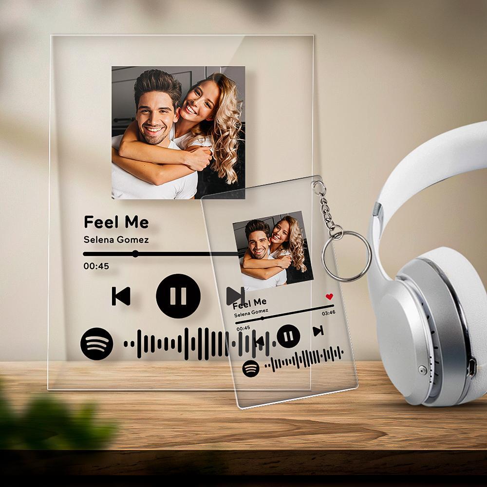 Anniversary Gifts Custom Scannable Spotify Code Keychain Custom Spotify Plaque Personalized Photo Nightlight - mycustomtirecover