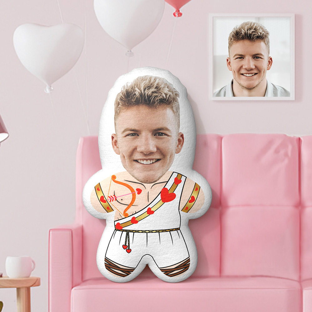 Custom Minime Throw Pillow Cupid Guy Face Pillow Personalized Photo Minime Pillow -  mycustomtirecover