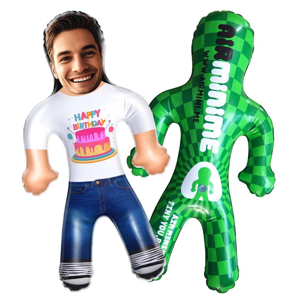 Happy Birthday Custom Air Minime Blow Up Dolls With Birthday Cake Funny Inflatable Birthday Gift For Him/Her - mycustomtirecover