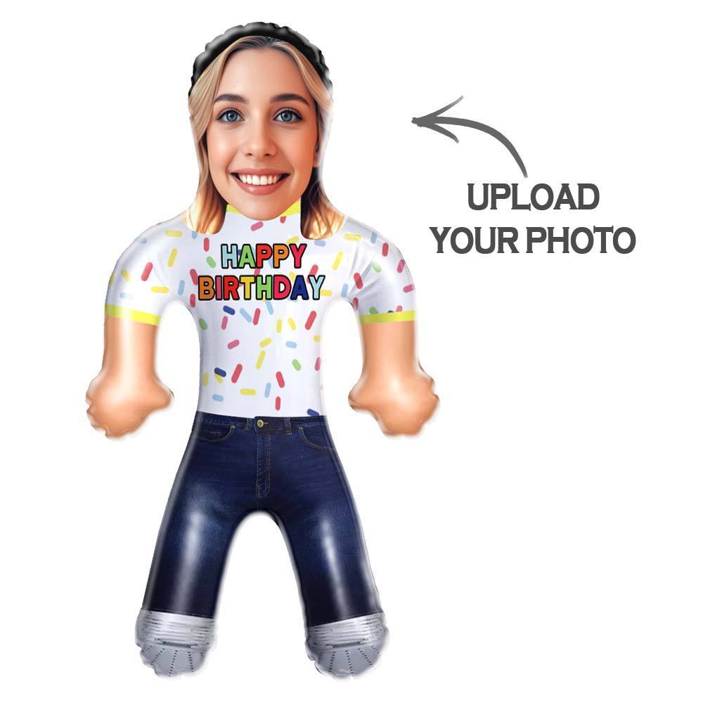 Custom Happy Birthday Air Minime Blow Up Dolls With Face Funny Inflatable Birthday Gift For Him/Her - mycustomtirecover