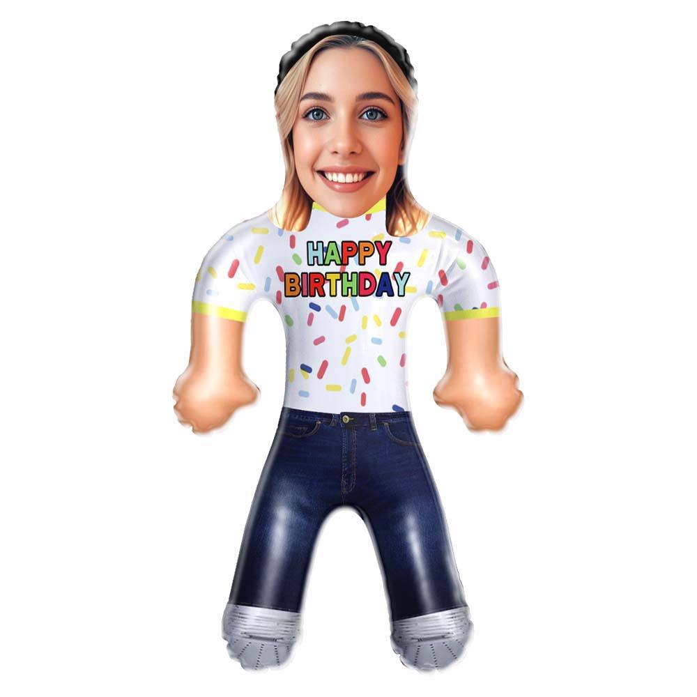 Custom Happy Birthday Air Minime Blow Up Dolls With Face Funny Inflatable Birthday Gift For Him/Her - mycustomtirecover