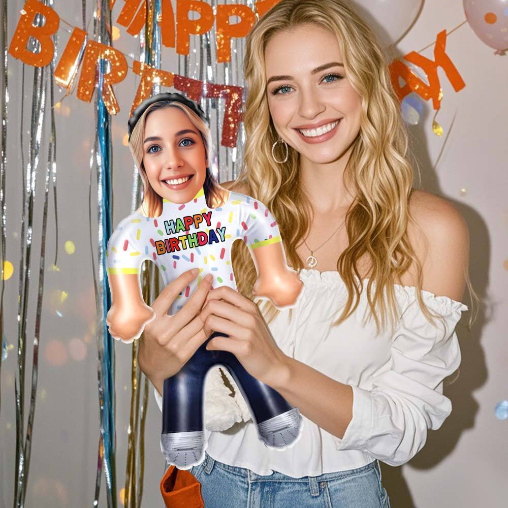 Custom Happy Birthday Air Minime Blow Up Dolls With Face Funny Inflatable Birthday Gift For Him/Her - mycustomtirecover