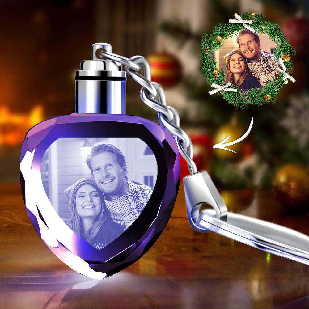 Custom Crystal Keychain Personalized Photo Keychains Christmas Gift for Him/Her