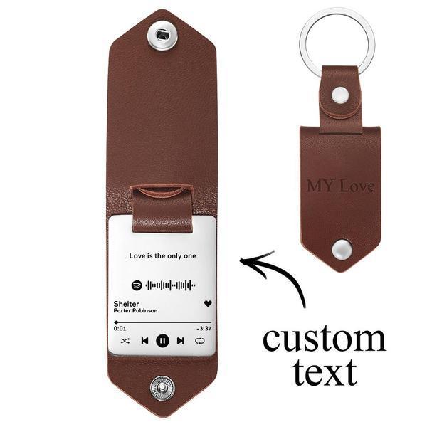Scannable Spotify Code Keychain Custom Engraved Music Song Keychains Leather Gifts for Couple - mycustomtirecover