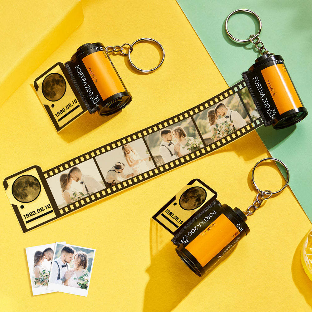 Custom Film Camera Roll Keychain the Moon on the Day You were Born Photo Gift - mycustomtirecover