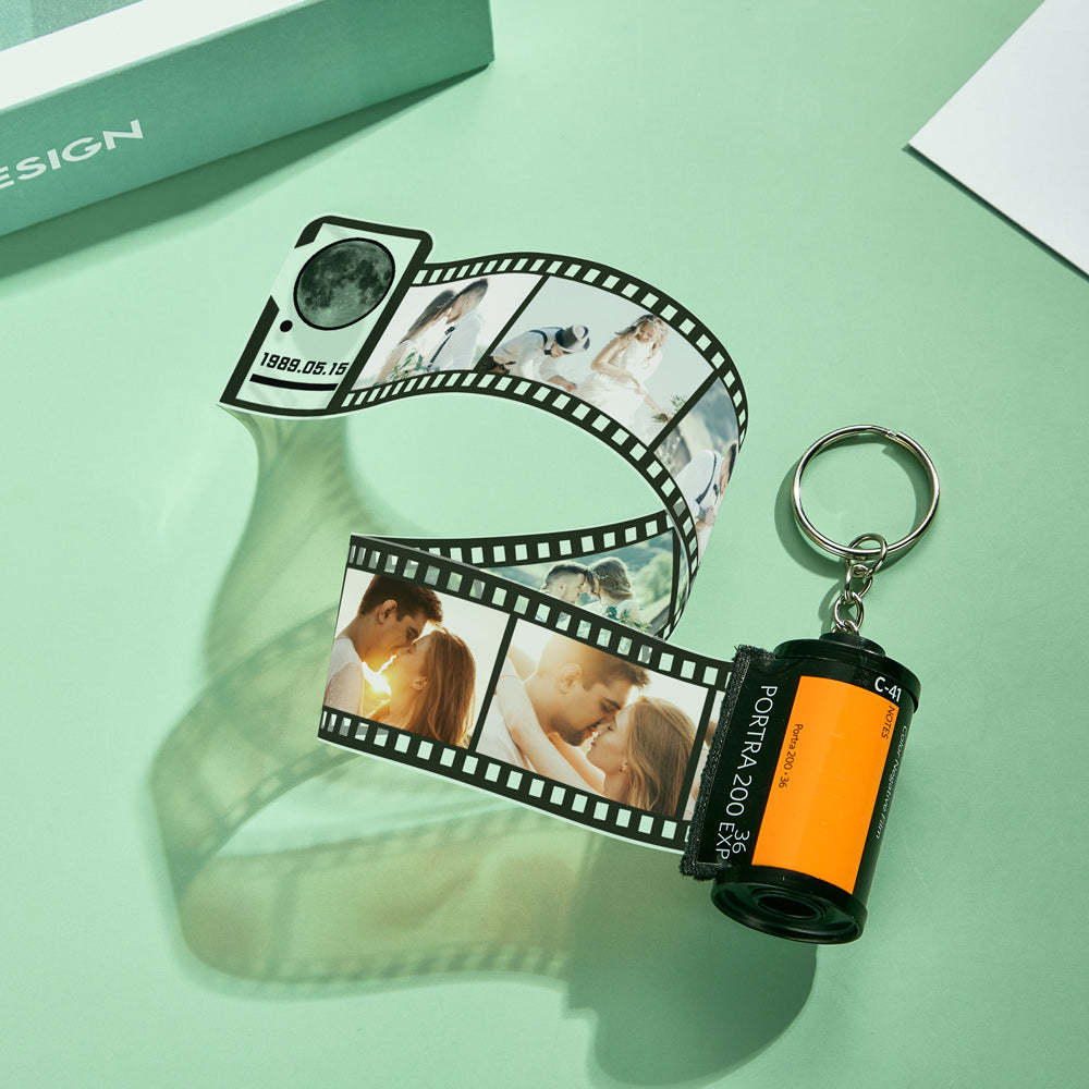 Custom Film Camera Roll Keychain the Moon on the Day You were Born Photo Gift - mycustomtirecover