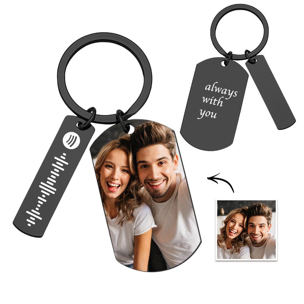 Custom Scannable Spotify Code Keychains Photo Engraved Creative Metal Gifts - mycustomtirecover