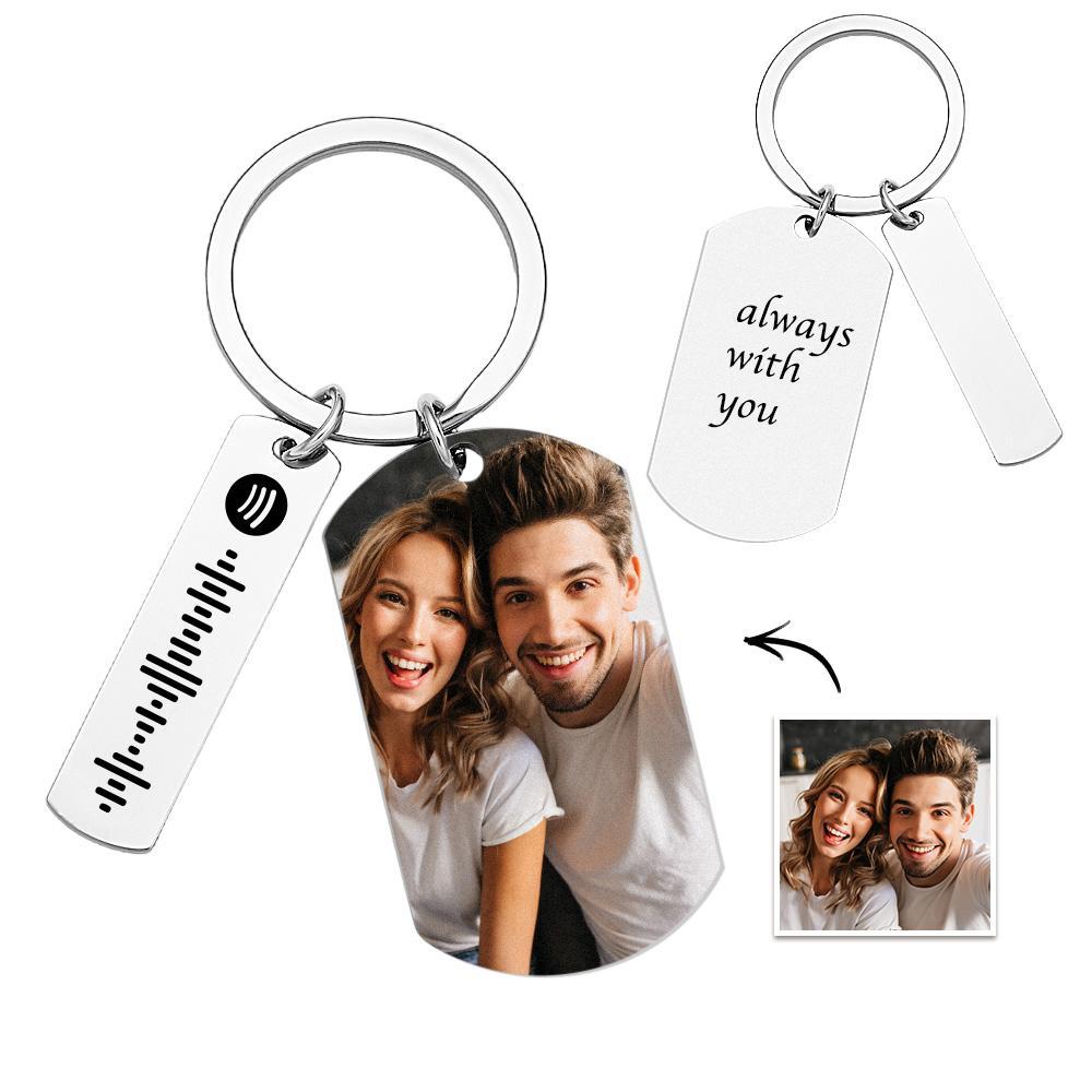 Custom Scannable Spotify Code Keychains Photo Engraved Creative Metal Gifts - mycustomtirecover