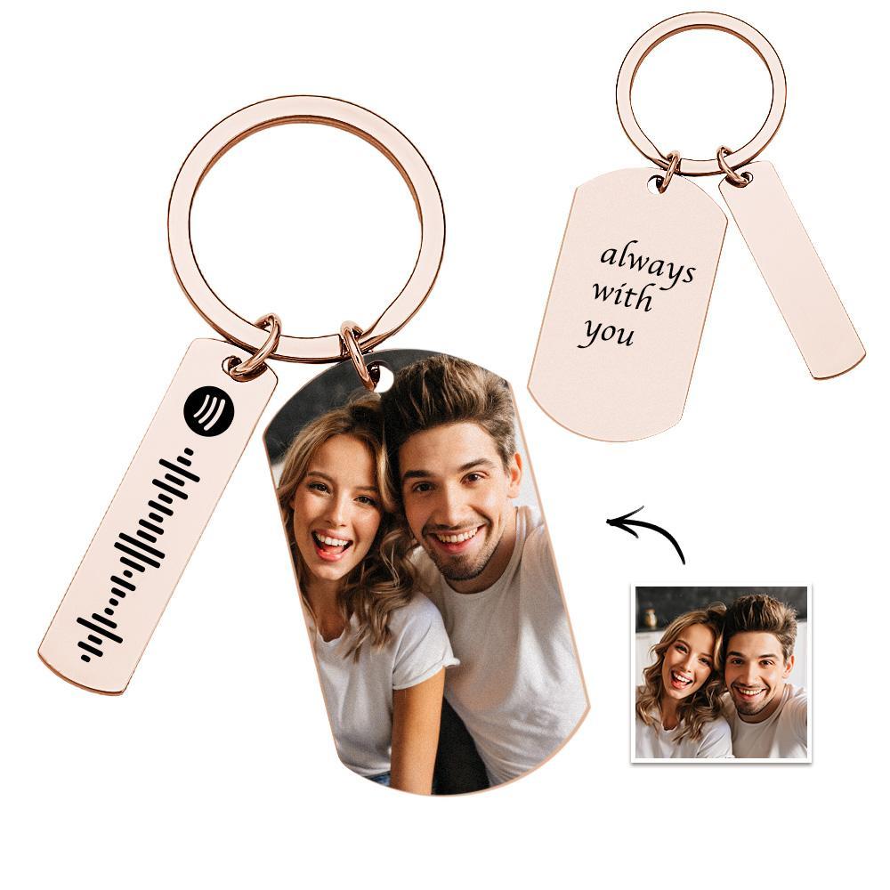 Custom Scannable Spotify Code Keychains Photo Engraved Creative Metal Gifts - mycustomtirecover