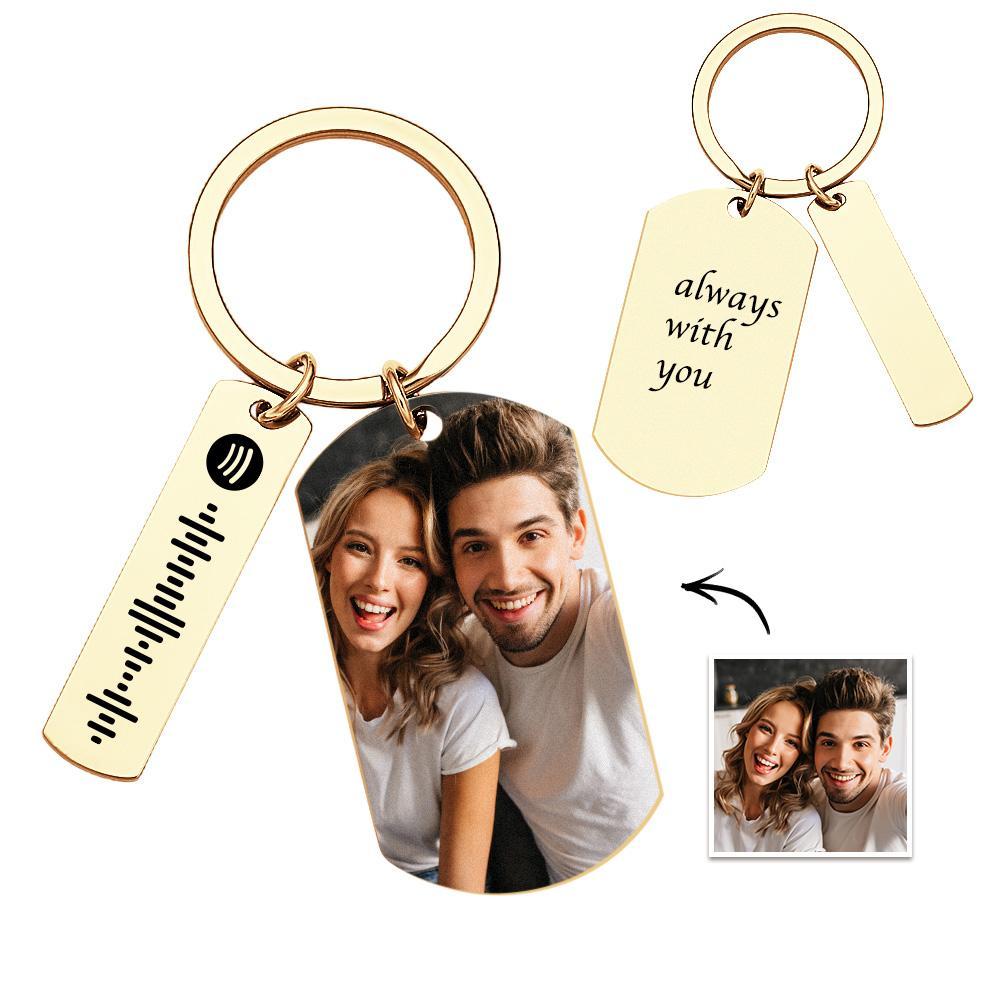 Custom Scannable Spotify Code Keychains Photo Engraved Creative Metal Gifts - mycustomtirecover