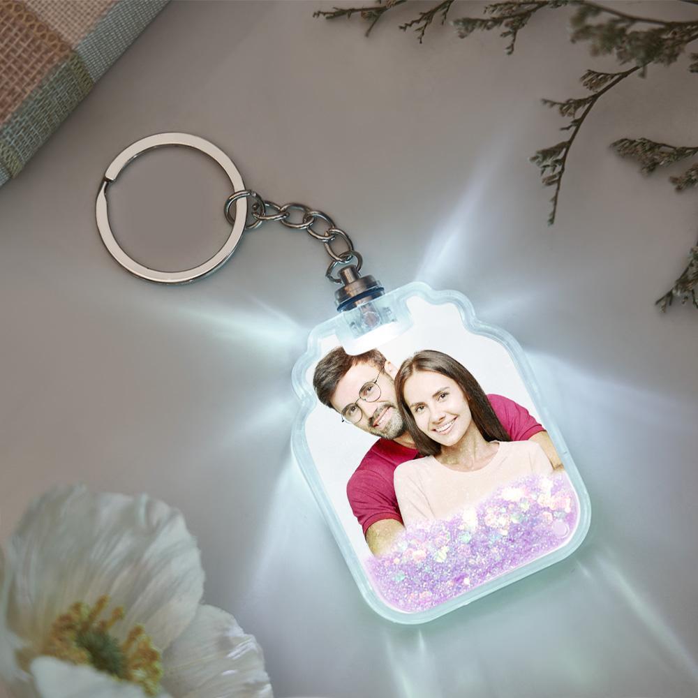Custom Photo Quicksand Glowable Drift Bottle Shape Keychain - mycustomtirecover
