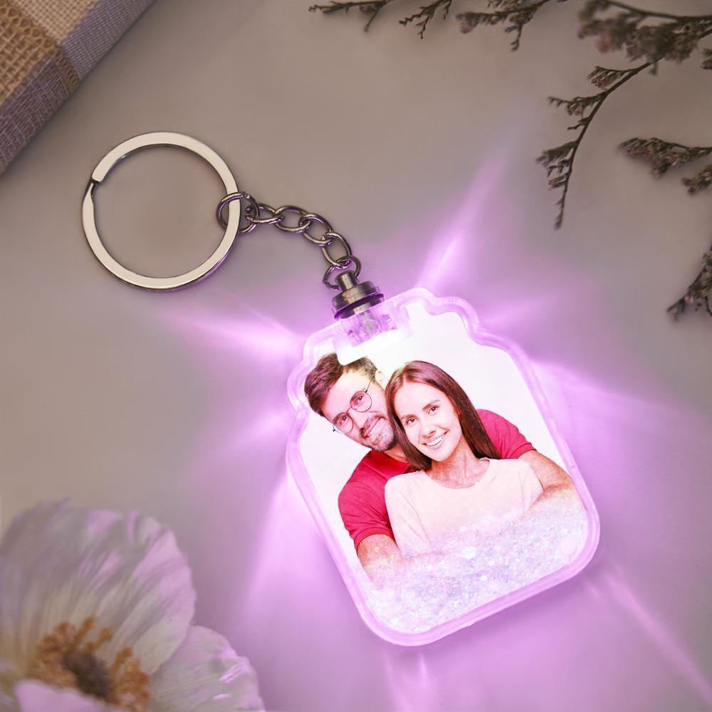 Custom Photo Quicksand Glowable Drift Bottle Shape Keychain - mycustomtirecover