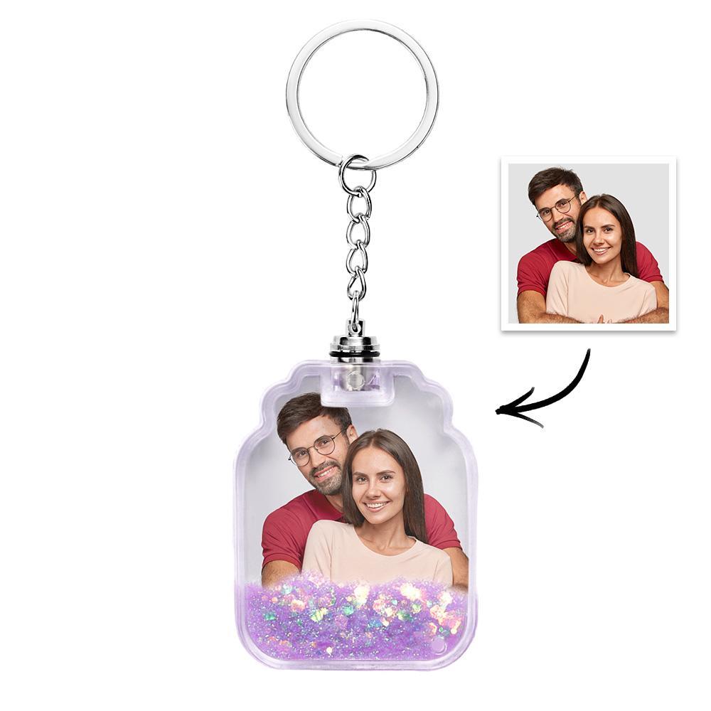 Custom Photo Quicksand Glowable Drift Bottle Shape Keychain - mycustomtirecover
