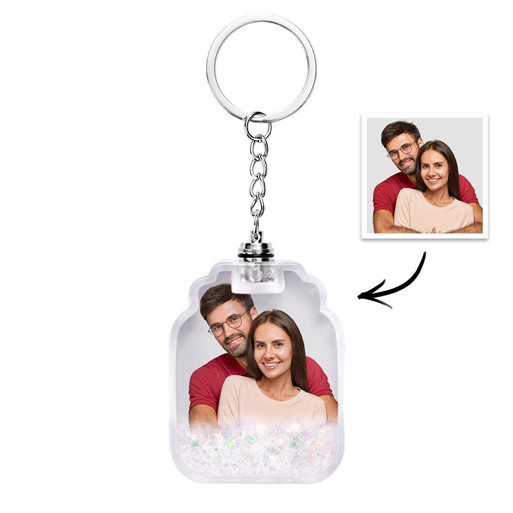 Custom Photo Quicksand Glowable Drift Bottle Shape Keychain - mycustomtirecover
