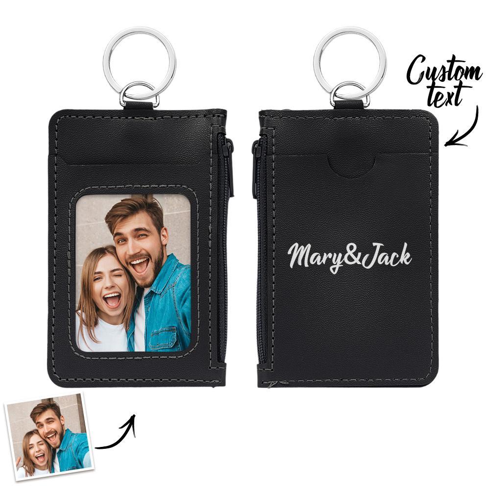 Custom Photo Engraved Keychain Leather Card Holder Creative Gifts - mycustomtirecover