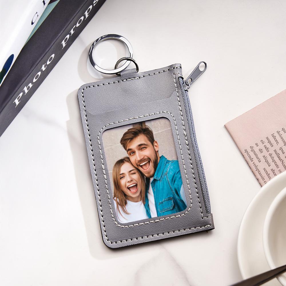 Custom Photo Engraved Keychain Leather Card Holder Creative Gifts - mycustomtirecover