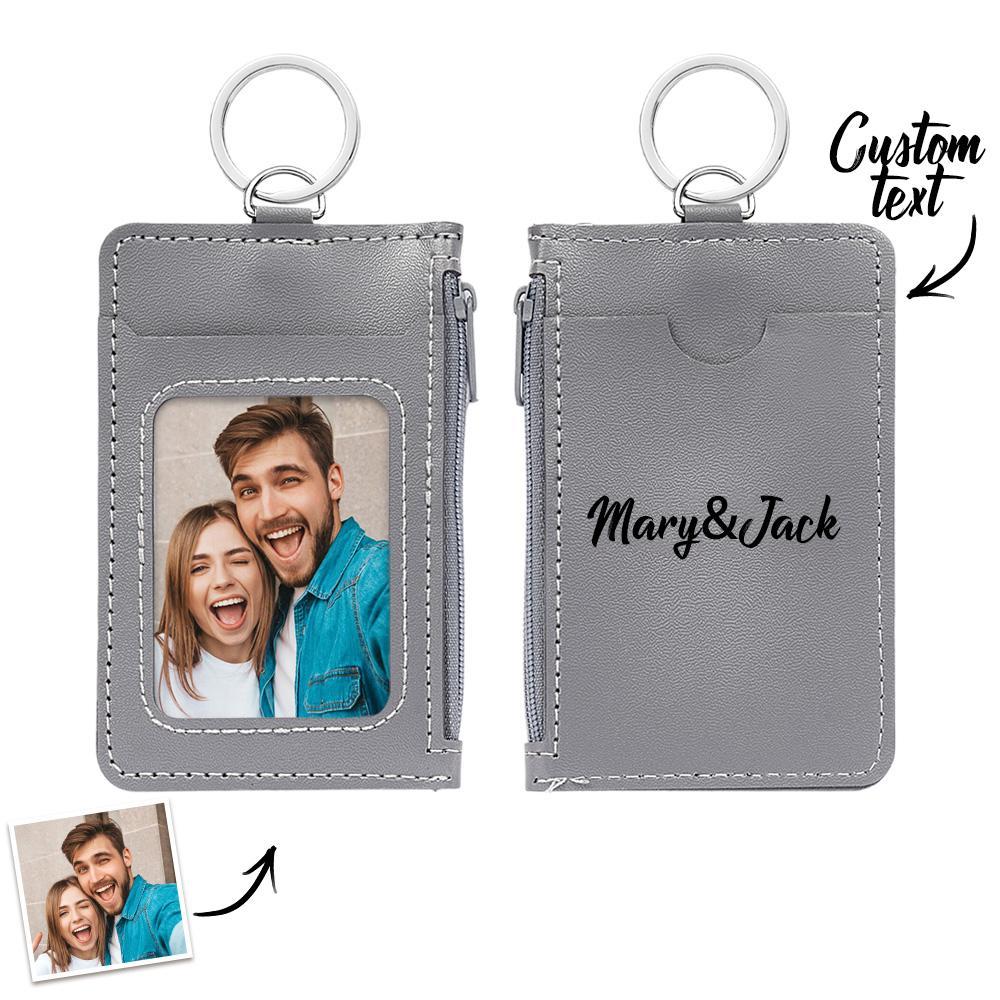 Custom Photo Engraved Keychain Leather Card Holder Creative Gifts - mycustomtirecover
