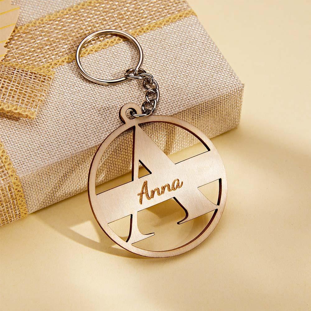 Custom Wooden Monogram Keychain Personalized Engraved Keychain Gift - mycustomtirecover