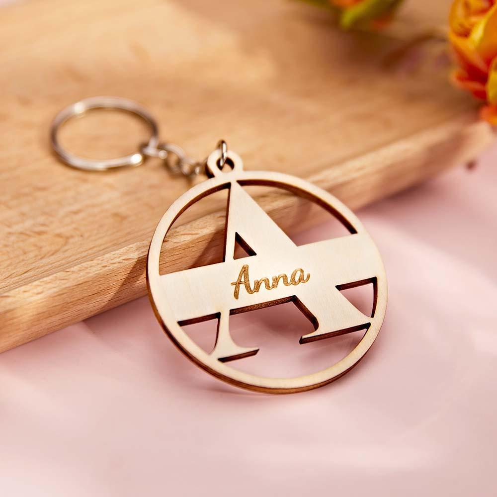 Custom Wooden Monogram Keychain Personalized Engraved Keychain Gift - mycustomtirecover