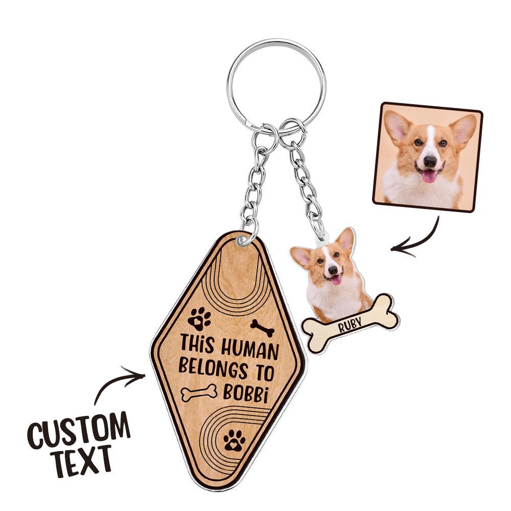 Personalized Dog Bone Photo Keychain Custom Text Gift for Pet Lovers - mycustomtirecover