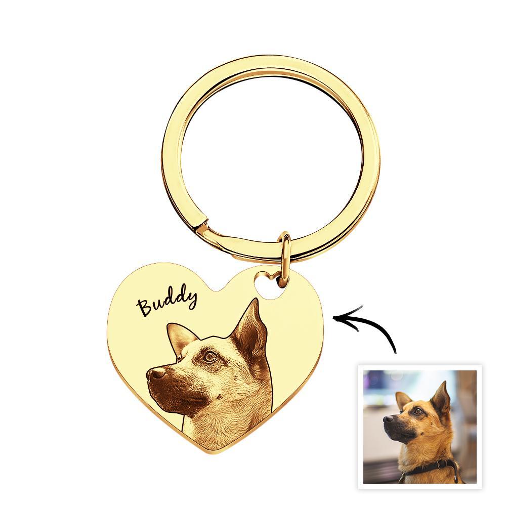 Custom Pet Portrait Heart Keychain Personalized Name - mycustomtirecover
