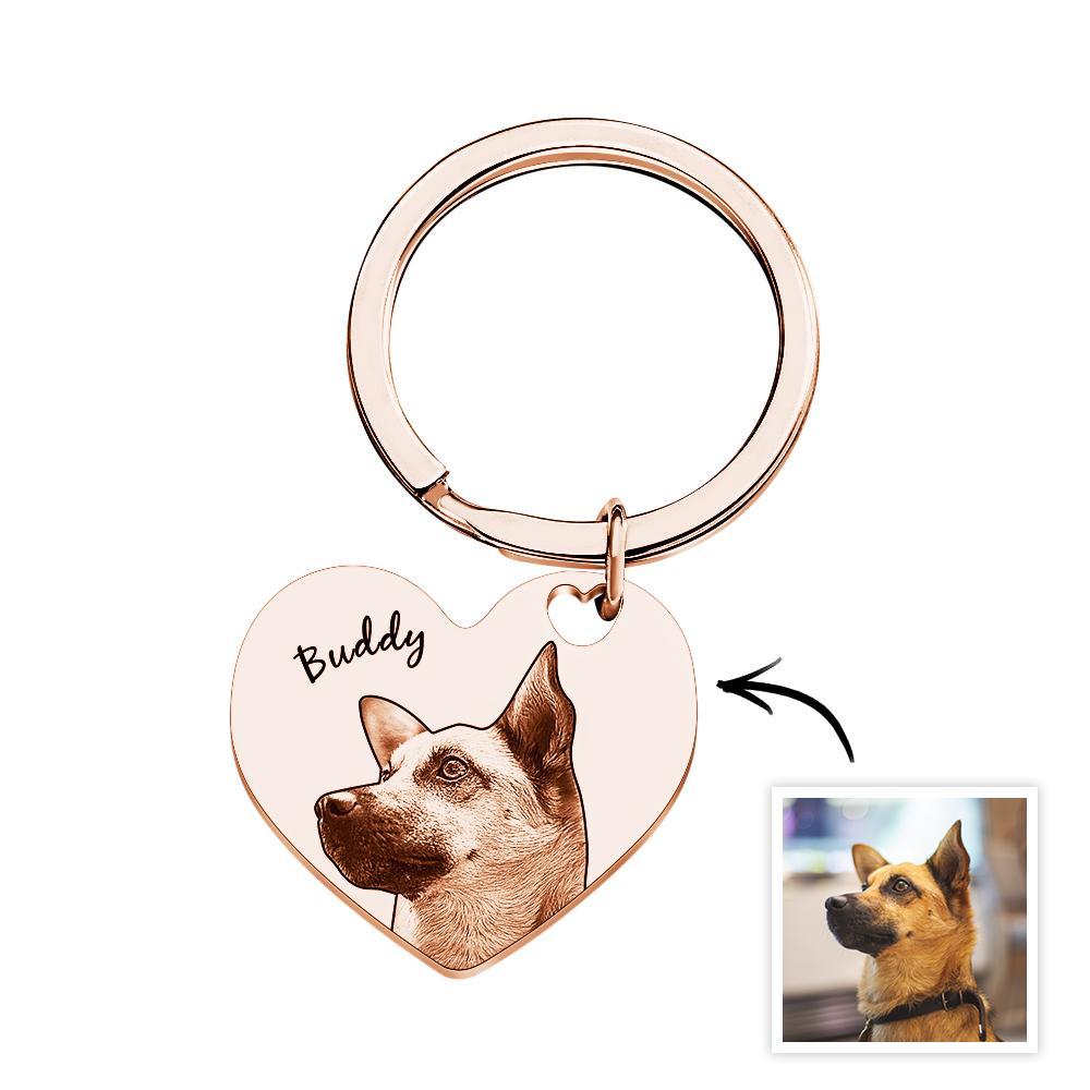 Custom Pet Portrait Heart Keychain Personalized Name - mycustomtirecover