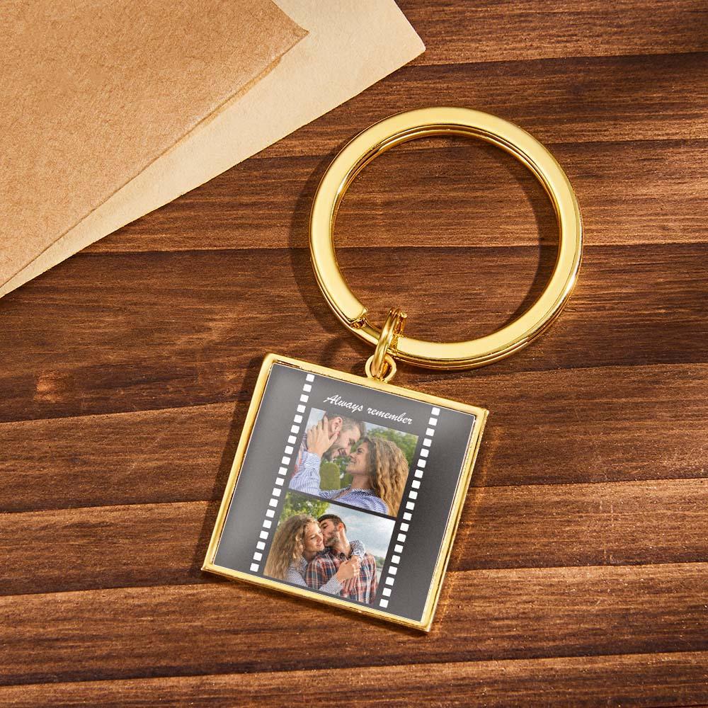 Custom Photo Epoxy Metal Keychain Retro Film Style Metal Keychain Memorial Gifts For Valentine - mycustomtirecover